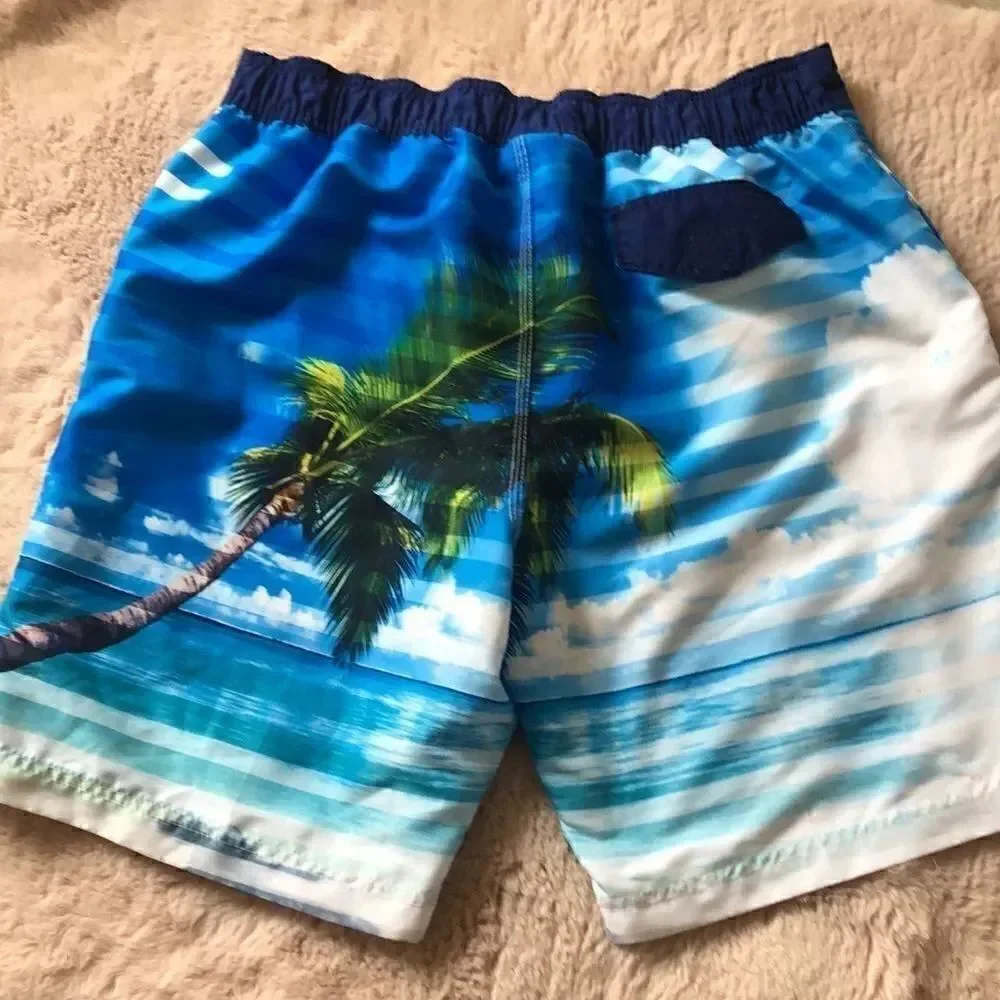 Corona bright color palm tree men’s swim trunks